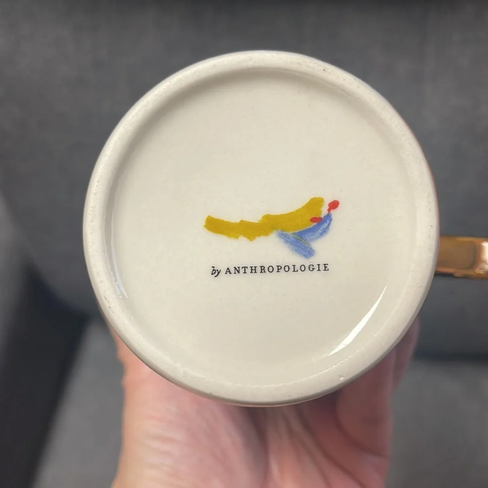 Anthropologie Happy Latte Coffee Mug